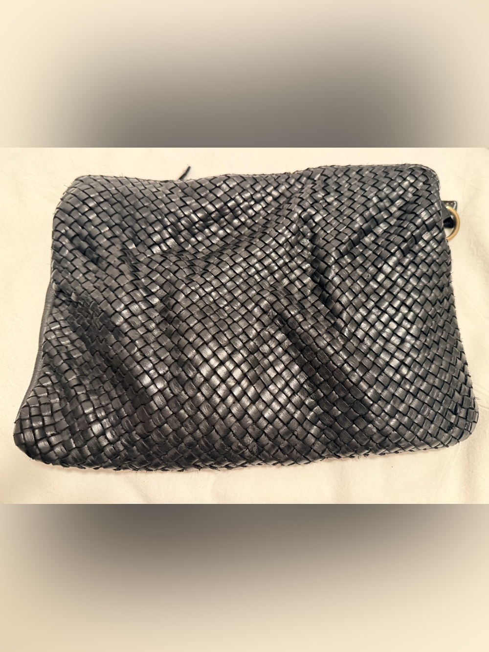 Black Woven Leather Clutch, made in Firenze